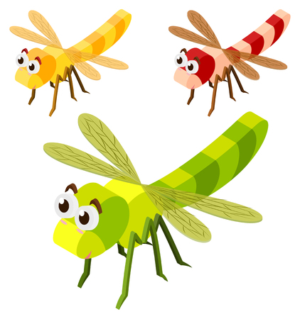 Three dragonflies in 3D design illustrationのイラスト素材