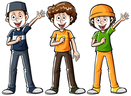 Drafting human character for muslim boys illustrationのイラスト素材