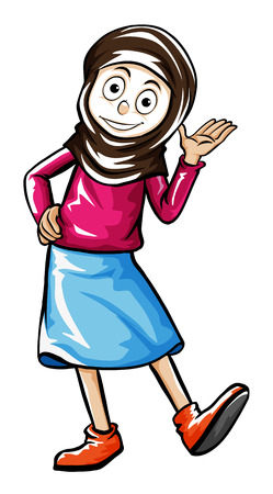 Doodle human character for female muslim illustrationのイラスト素材