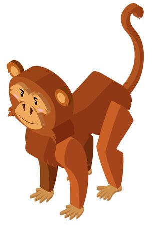 Brown monkey in 3D design illustrationのイラスト素材