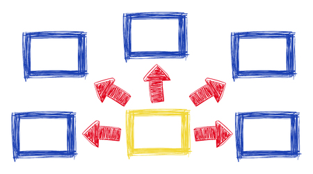 Diagram template with squares and arrows illustrationのイラスト素材