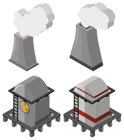 Fuel tanks and chimneys with smoke illustrationのイラスト素材