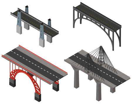 Different design for bridges illustrationのイラスト素材