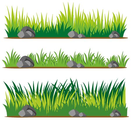 Seamless design for grass and rocks illustrationのイラスト素材