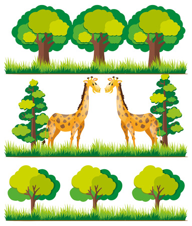 Giraffe in the park illustrationのイラスト素材