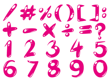 Font design for numbers and signs in pink illustrationのイラスト素材