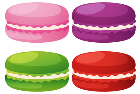 Macaroons in four flavors illustrationのイラスト素材