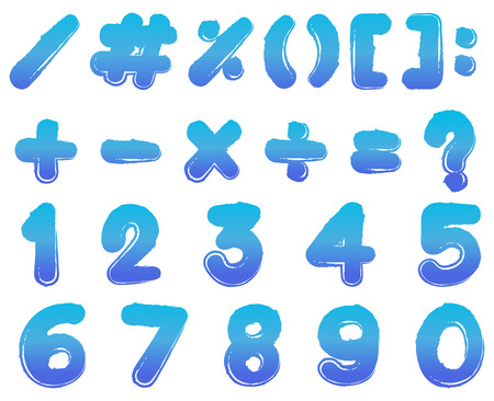 Numbers and signs in blue color illustrationのイラスト素材
