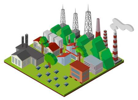 Energy plants in 3D design illustrationのイラスト素材