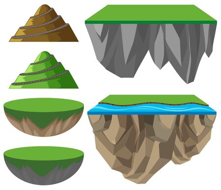 Different format of mountains and plains illustrationのイラスト素材