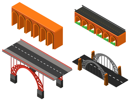 Different designs of bridges illustrationのイラスト素材