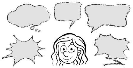 Woman and different speech bubbles illustrationのイラスト素材
