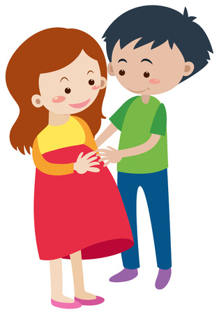 Husband and pregnant wife illustrationのイラスト素材