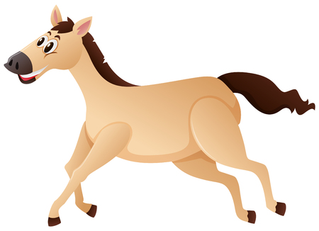 Brown horse running on white background illustrationのイラスト素材