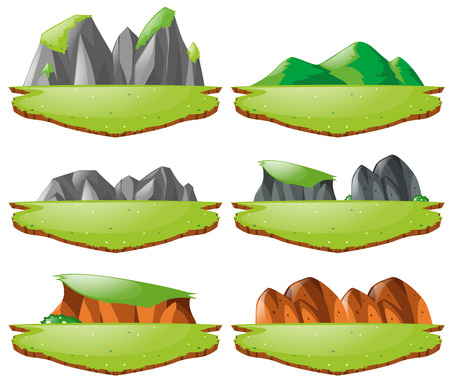 Different landforms for plains and mountains illustrationのイラスト素材