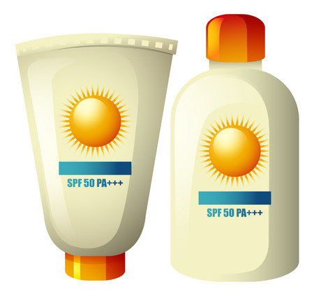 Suntan lotion in two different packaging illustrationのイラスト素材