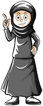 Doodle character for muslim girl illustrationのイラスト素材