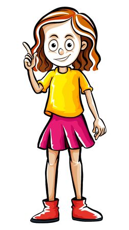 Drafting human character for happy girl illustrationのイラスト素材