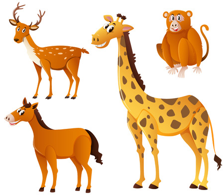 Different kinds of animal with brown fur illustrationのイラスト素材