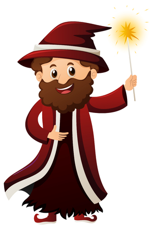 Wizard with magic wand illustrationのイラスト素材