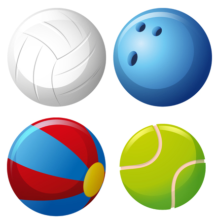 Four types of balls illustrationのイラスト素材