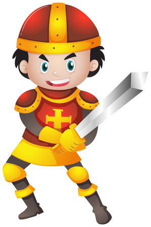 Knight with red armour illustrationのイラスト素材