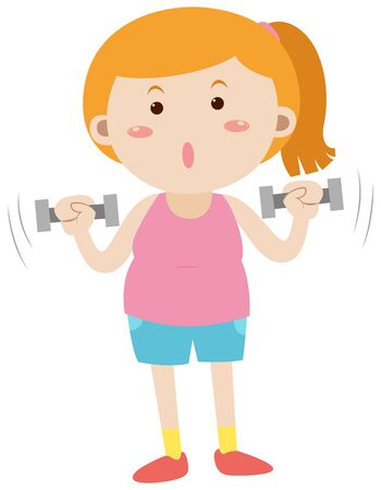 Woman doing weight lifting illustrationのイラスト素材