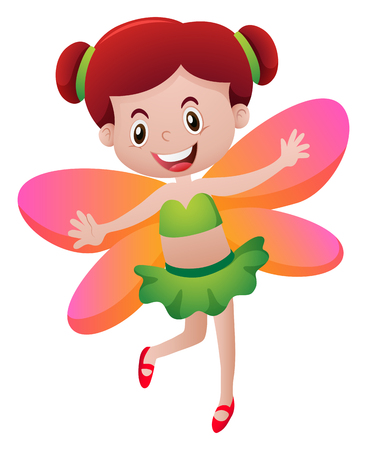 Cute fairy with orange wings illustrationのイラスト素材