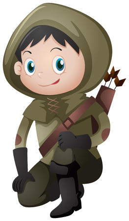 Hunter in green costume illustrationのイラスト素材