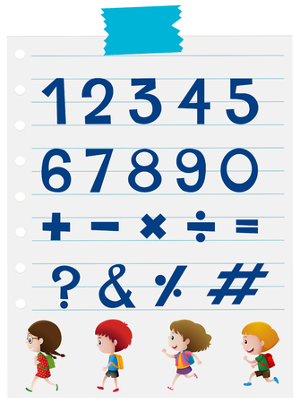 Font design for numbers and signs illustrationのイラスト素材