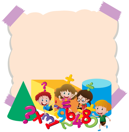 Paper template with kids and numbers illustrationのイラスト素材