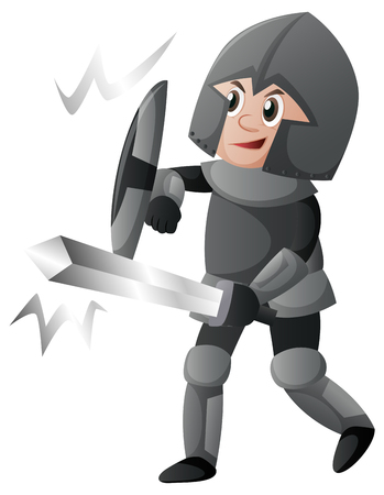 Knight with shield and sword illustrationのイラスト素材