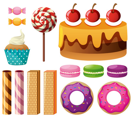 Different types of desserts illustrationのイラスト素材