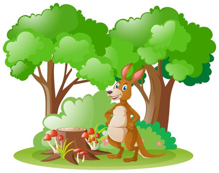 Cute kangaroo in forest illustrationのイラスト素材