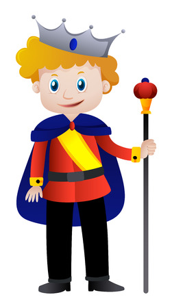 King wearing crown and cape illustrationのイラスト素材