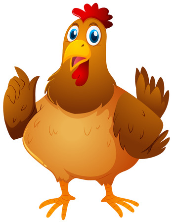 Brown chicken on white background illustrationのイラスト素材