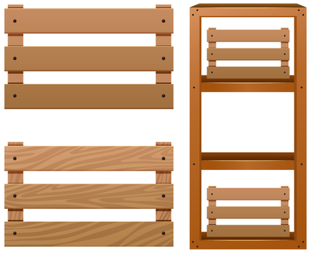Different designs of wooden shelves illustrationのイラスト素材