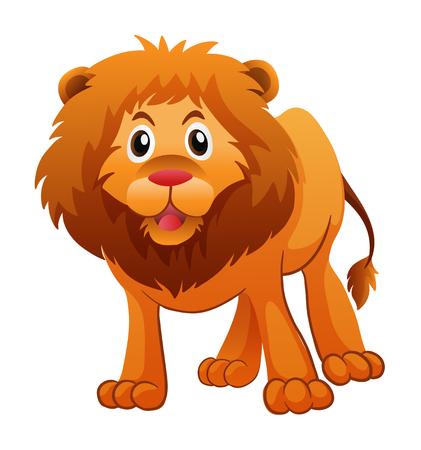 Wild lion on white background illustrationのイラスト素材