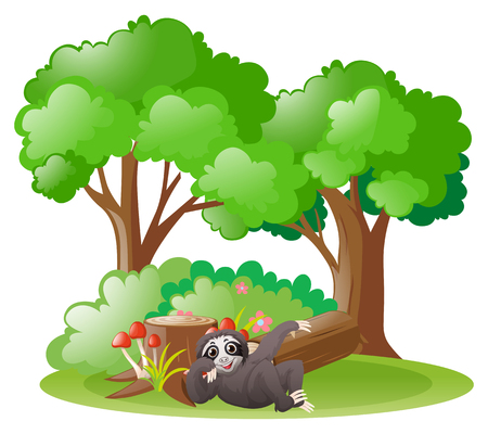 Sloth in the forest illustrationのイラスト素材