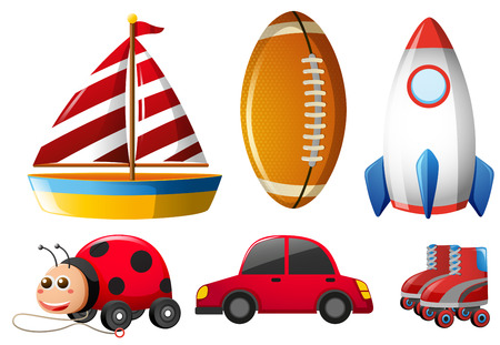 Six types of childhood toys illustrationのイラスト素材