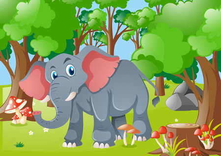 Elephant in the forest illustrationのイラスト素材