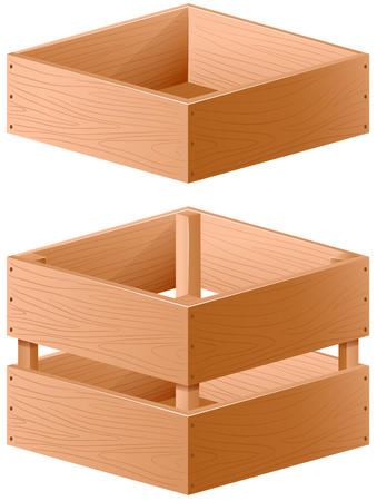 Two designs of wooden box illustrationのイラスト素材