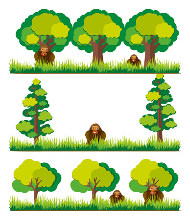 Scenes with gorilla in the field illustrationのイラスト素材