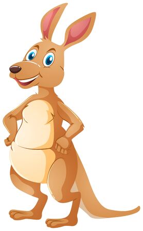 Cute kangaroo on white background illustrationのイラスト素材
