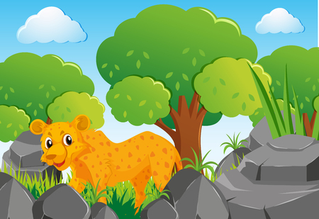 Cheetah in the forest illustrationのイラスト素材