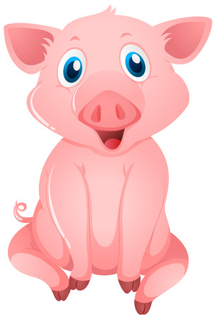 Little pig with happy face illustrationのイラスト素材