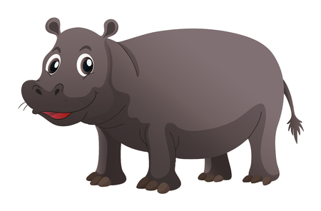 Happy hippo illustrationのイラスト素材