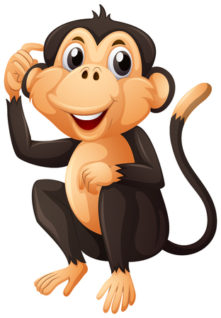 Cute monkey with black fur illustrationのイラスト素材