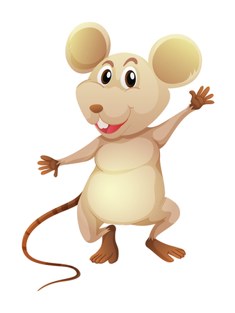 White rat with happy face illustrationのイラスト素材