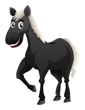 Black horse with white mane illustrationのイラスト素材